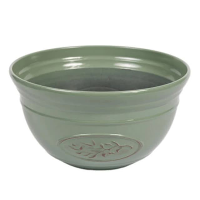 Yougarden Green Olive Planter Bowls, Plastic Garden Pots, 2 X 30Cm Planters, Decorative Leaf Design With Optional Drainage