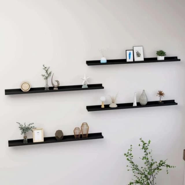 VIDAXL Vidaxl - Wall Shelves 4 pcs Black 100x9x3cm 8720286417713