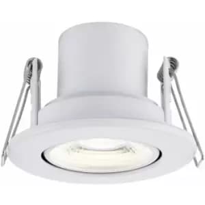 Loops - Recessed Tiltable Ceiling Downlight - Dimmable 8.5W Cool White LED - Matt White
