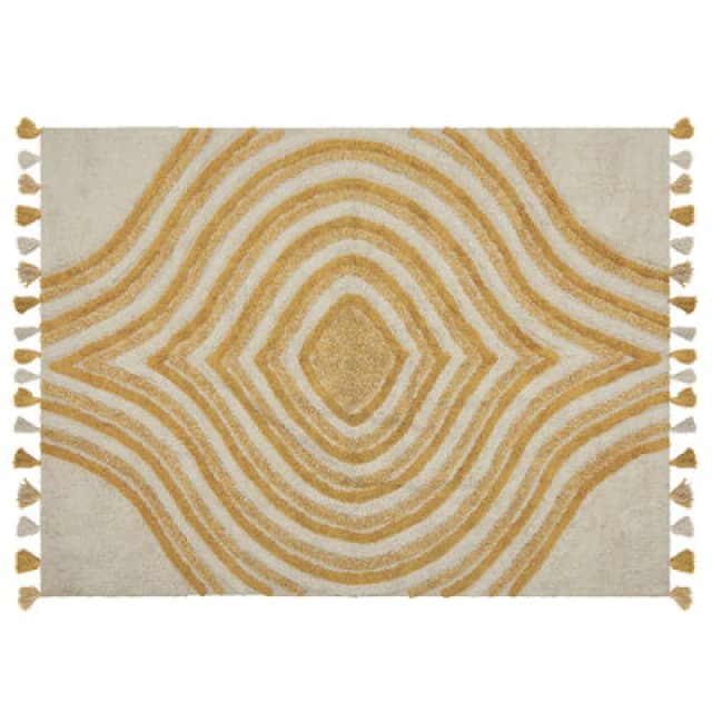 Beliani Rug Bingol Yellow 160 X 230 Cm Cotton