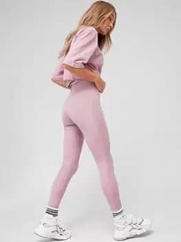 adidas Originals Tonal 3 Stripes Leggings - Mauve Size 6, Women