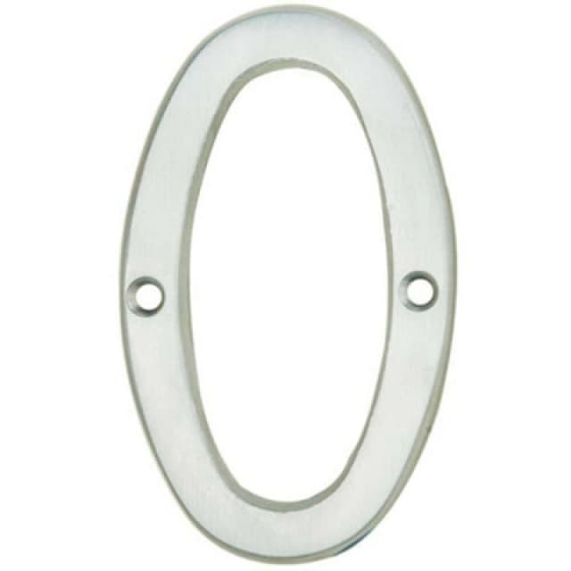 Loops Satin Chrome Door Number 0 - 75mm Height 4mm Depth House Numeral Plaque Multi