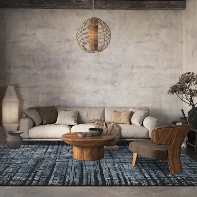 Belgravia Living Room Area Rug Metallic Sheen Modern Nexus Design Navy 200Cm X 290Cm