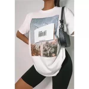 I Saw It First White Love At First Swipe Love Barcode Oversized T-Shirt - White