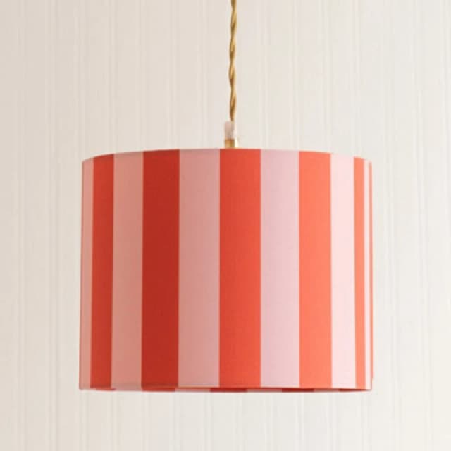 ValueLights ValueLights Callie Colour Clash Orange and Pink Stripe Drum Lamp Shade with Bulb Size: Large Multi Large Unisex 5059406065514