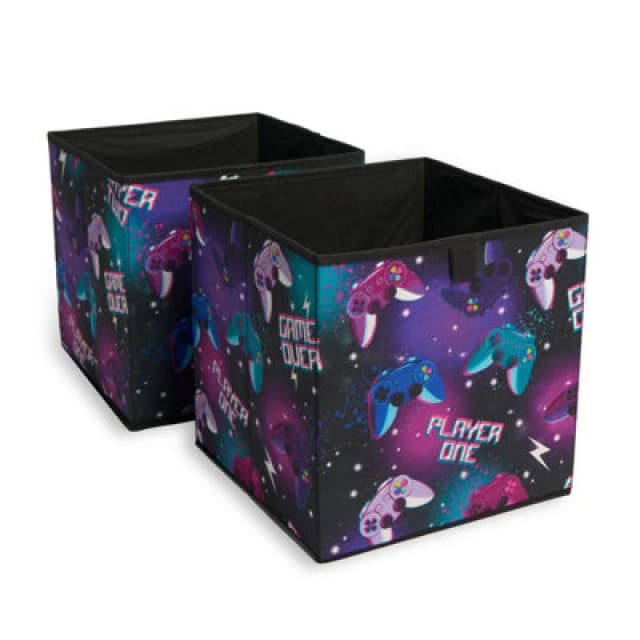 OHS OHS Gaming Storage Boxes Pack of 2 Folding Space Saving Shoe Toy Cube Set in Black One Size Unisex 5027434215522