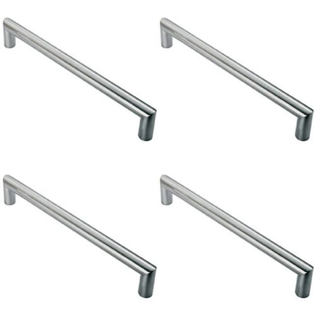 Loops 4x 30mm Mitred Pull Door Handle 450mm Fixing Centres Satin Stainless Steel Metallics