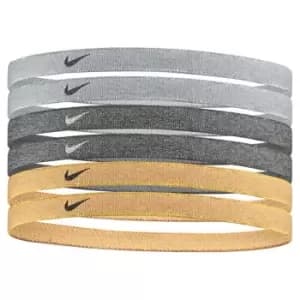 Nike Swoosh Sport Headbands 6 Pk Metallic - Grey