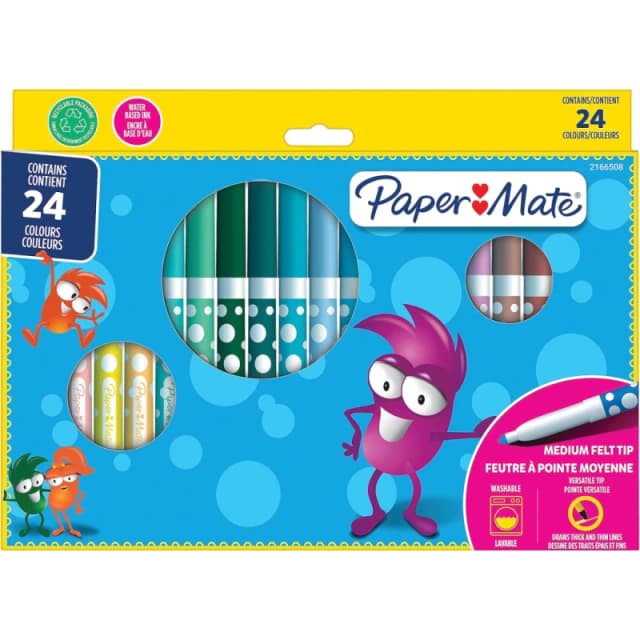 Paper Mate Papermate Colouring Felt Tip Pens Range of 24pk