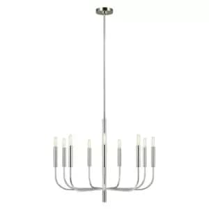 9 Bulb Chandelier LIght Highly Polished Nickel LED E14 60W