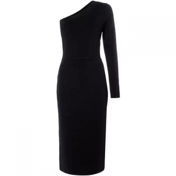 ISSA one shoulder knitted dress - Black