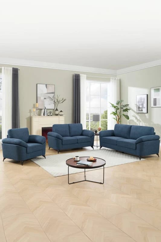 More4Homes Malmo Modern Scandi Style Fabric Living Room 1+2+3 Seater Sofa Set (Blue)