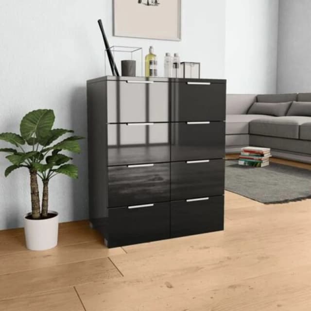 VIDAXL Sideboard High Gloss Black 60x35x80cm Engineered Wood Vidaxl 283713