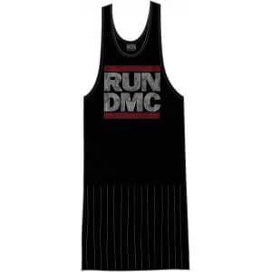 Run DMC Logo Vintage with Tassels Ladies Large Tee Vest - Black