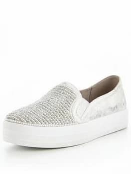 Skechers Double Up Shiny Dancer Plimsoll Silver Size 3 Women