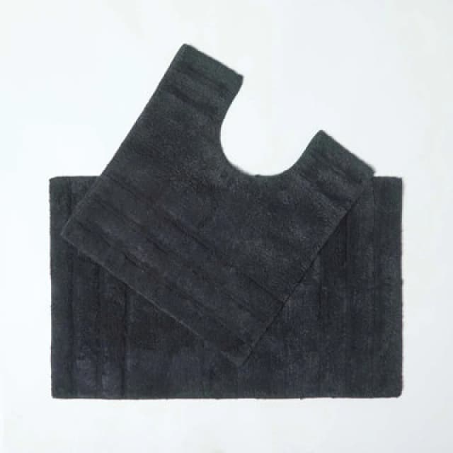 Homescapes Spa Supreme Luxury Bath Mat and Pedestal Set Black