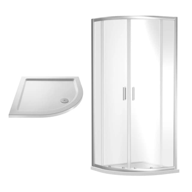 Balterley Shower Quadrant Enclosure Slimline Tray Chrome White 900mm Silver unisex