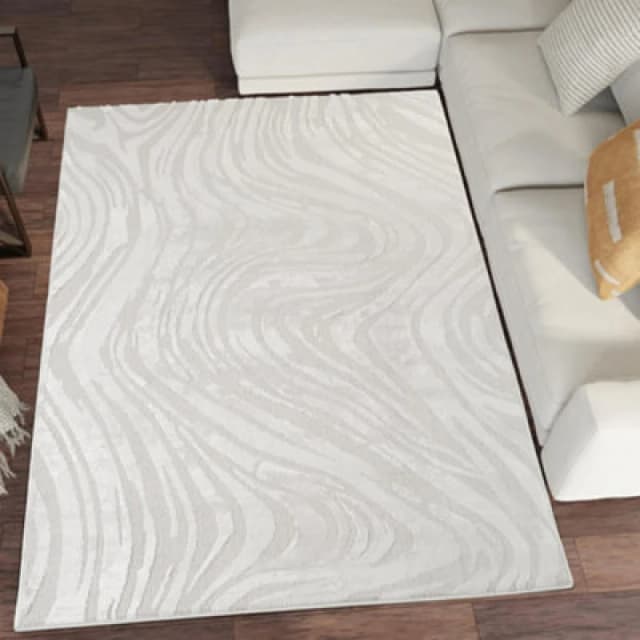 Hamilton Modern Metallic Sheen Area Rug - Marble Inspired Design Silver 80Cm X 150Cm