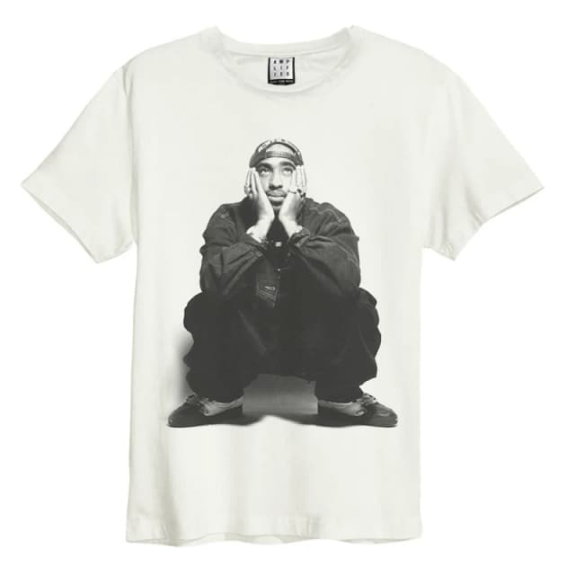 Amplified Amplified Men Contemplation Tupac Shakur T-Shirt in White Size: X-Small White XS Male 5063107999634