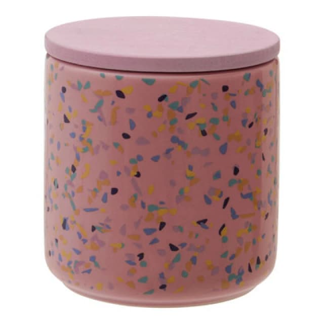 Premier Housewares Medium Pink Terrazzo Storage Canister With Airtight Lid,Dolomite Food Container,Tea Coffee Sugar Canisters Pink