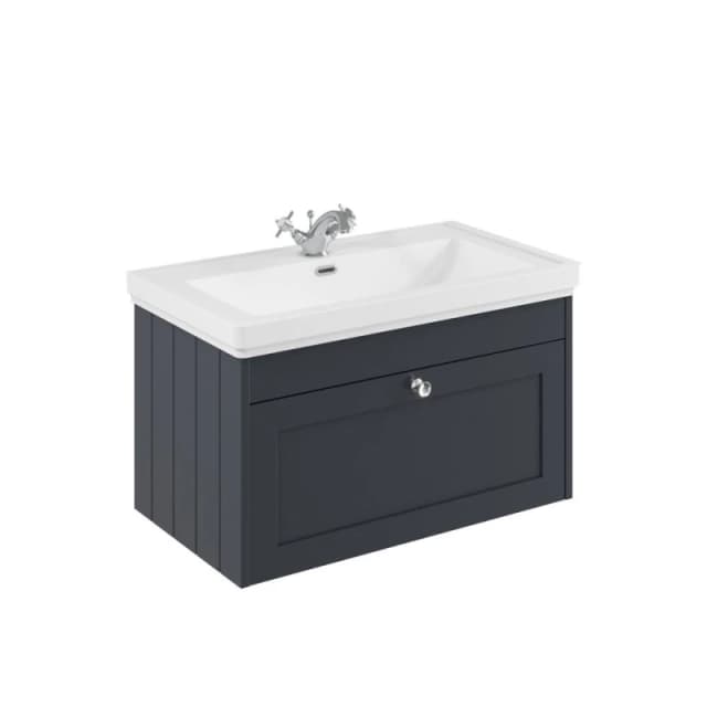 Balterley 800mm Wall Hung 1 Drawer Unit & Classic Basin 1 Tap Hole - Dark Grey Grey Unisex