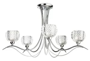 Blanche 5 Light Semi Flush Multi Arm Ceiling Light Chrome, Moulded Clear Glass, G9