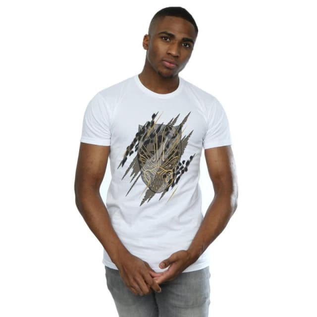 Marvel Marvel Men Black Panther Gold Head T-Shirt in White Size: Small White S Male 5057736576519