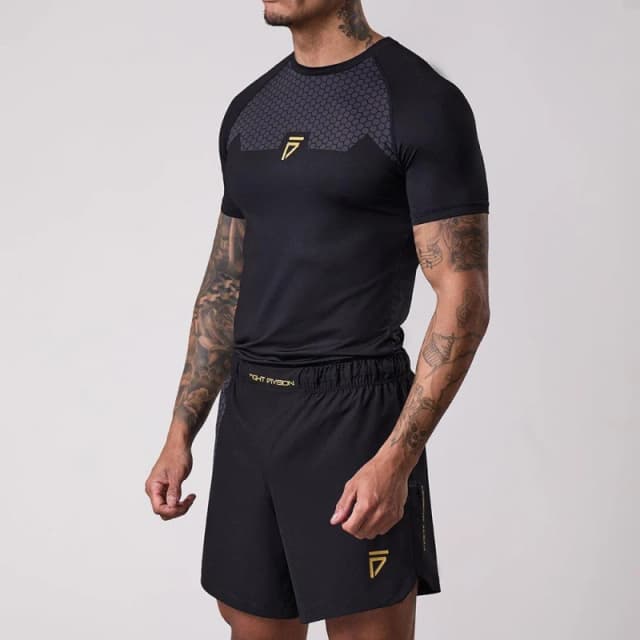 Gym King GK Short Sleeve Rash Guard Top Adults Black unisex Small