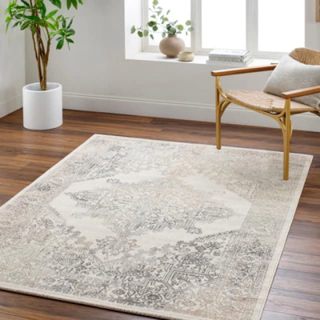 Livabliss Vintage Oriental Boho Light Brown/medium Grey Ceren Area Rug 160 X 215cm - Easy Care, Ideal For Living Room & Bedroom