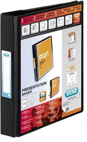 Elba Vision A5 Ring Binder Heavyweight PVC 2 O Ring 25mm Capacity Black Single