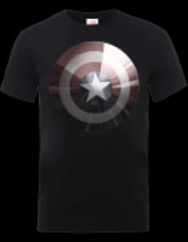 Marvel Avengers Assemble Captain America Shield Shiny T-Shirt - Black