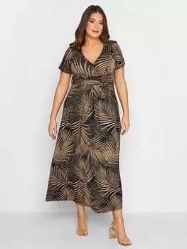 Yours Wrap Front Dress - Black/Brown, Brown, Size 18, Women