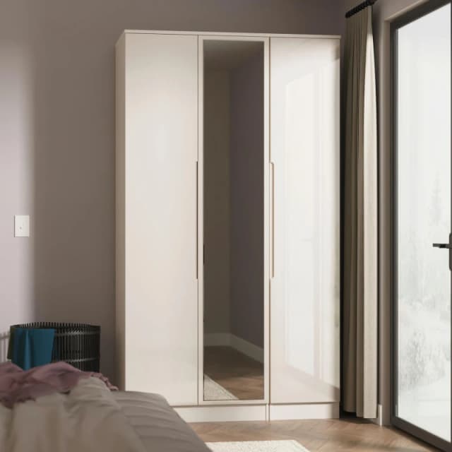 Ready Assembled 2 U Lucca Tall Triple Mirror Wardrobe (Ready Assembled) in Taupe Unisex