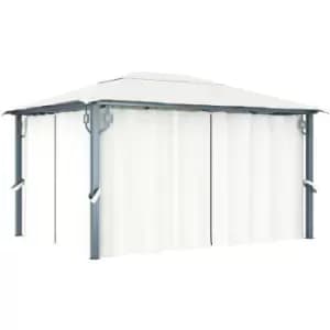 Vidaxl - Gazebo with Curtain 400 x 300cm Cream Aluminium Cream