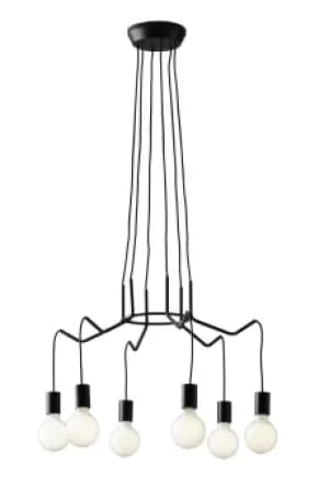 Habitat 6 Light Hanging Wire Pendant, Black, E27