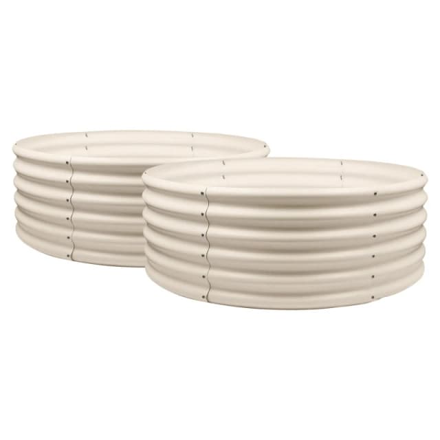 Harbour Housewares Round Raised Garden Beds - 120cm x 45cm - Pack of 2 in Beige Size: 120cm x 45cm Beige Unisex 120cm x 45 cm
