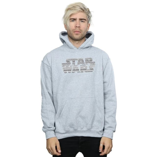 Star Wars Star Wars Men Aztec Logo Mono Hoodie in Grey Size: Small Grey S Male 5057864280982
