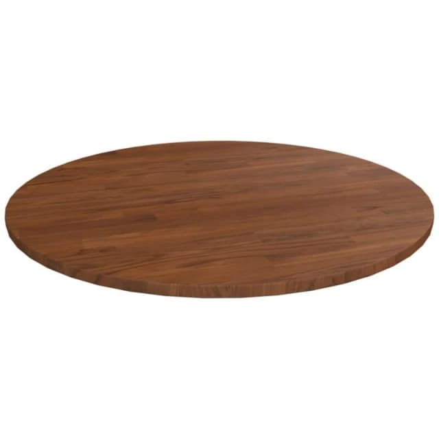 Vidaxl Round Table Top Dark Brown Ã?80X1.5cm Treated Solid Wood Oak, Brown 342970