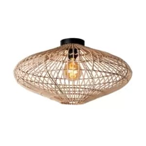 Magali Scandinavian Flush Ceiling Light - Ø56cm - 1xE27 - Light Wood