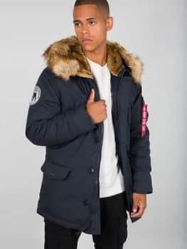 Alpha Industries Polar Jacket With Faux Fur Hood - Navy