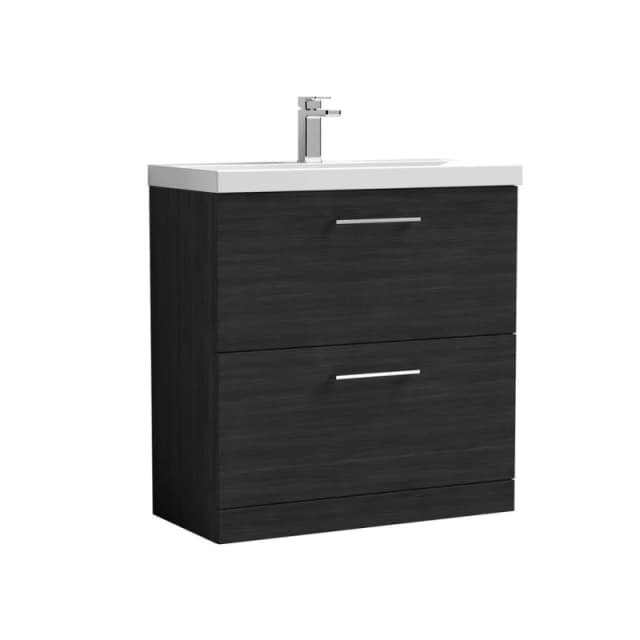 Balterley Bathroom 2 Soft Close Drawer Floor Vanity Unit Basin, Black, 800mm in Black Unisex