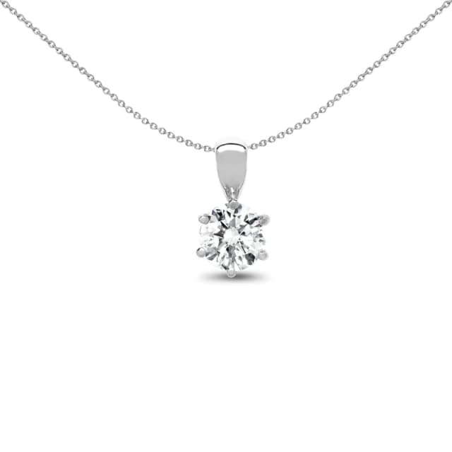 Jewelco London 18ct White Gold 0.1ct Diamond Solitaire Charm Pendant - 18P007-010 Silver