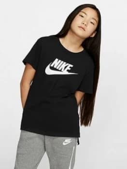 Nike Sportswear Basic Futura T-Shirt - Black/White Size M 10-12 Years, Women