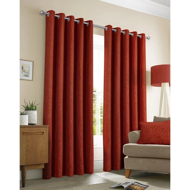 Sundour Amberley Chenille Eyelet Door Curtain Orange