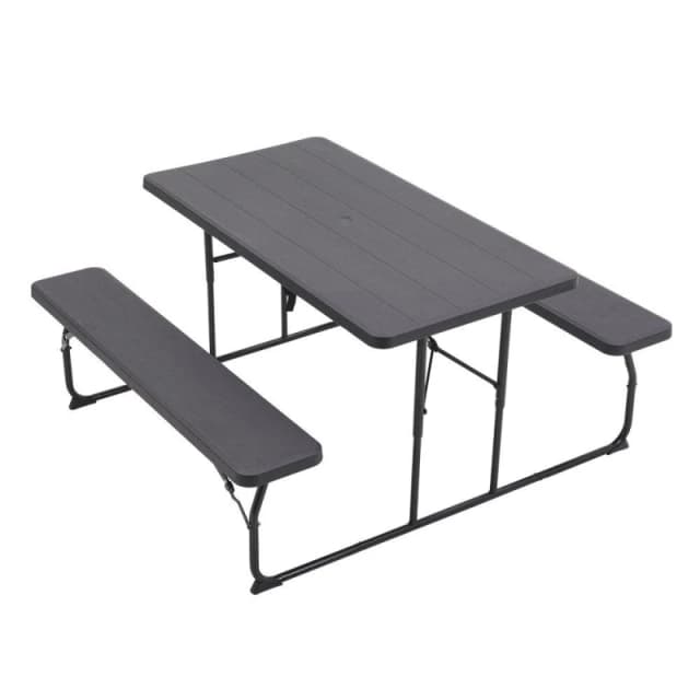 Breeins 74x180x160cm Foldable Picnic Table & Bench Set Black unisex One size