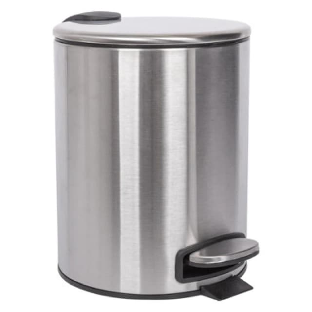 Harbour Housewares Round Stainless Steel Pedal Bin - 5L - Brushed Silver unisex