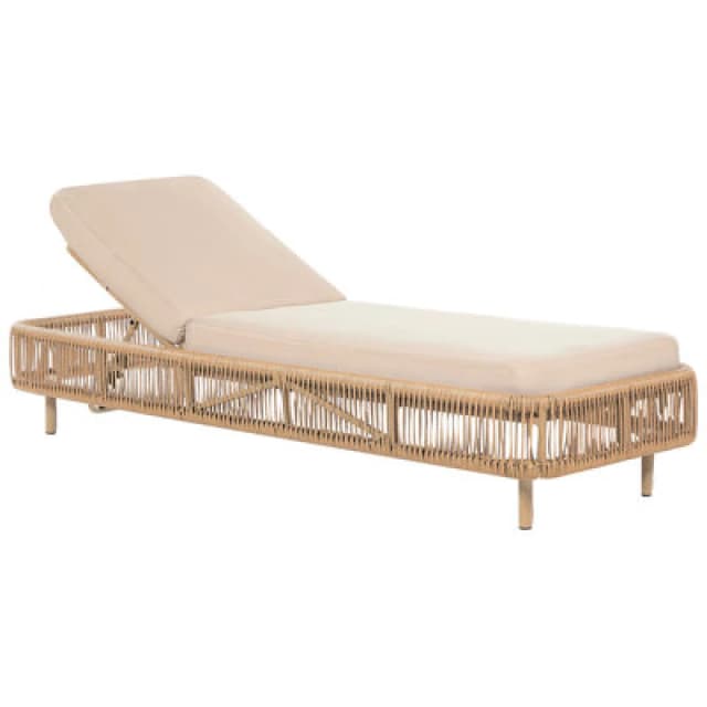 Beliani Sun Lounger With Cushion Osini Reclining Pe Rattan Beige