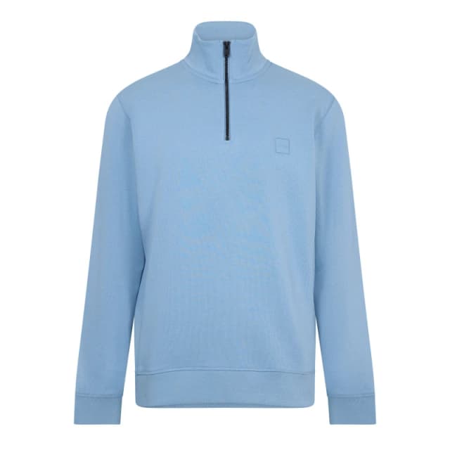 Boss Mens Zetrust Zip-Neck Soft TerryclOver The Head Sweatshirt Pastel Blue male S