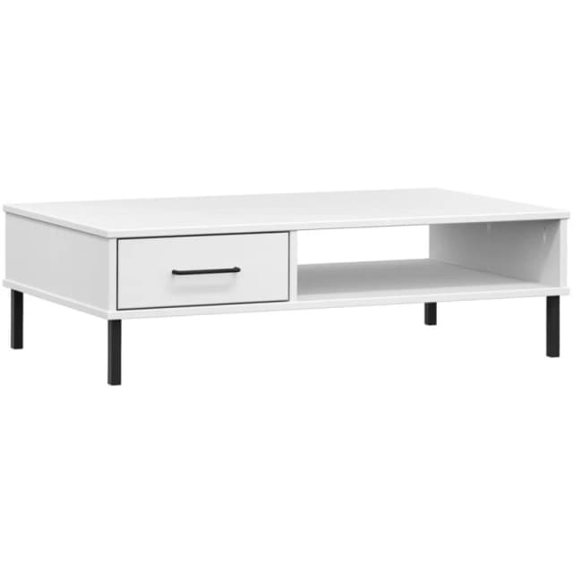 Vidaxl Coffee Table With Metal Legs White Solid Wood Pine Oslo, White 351038