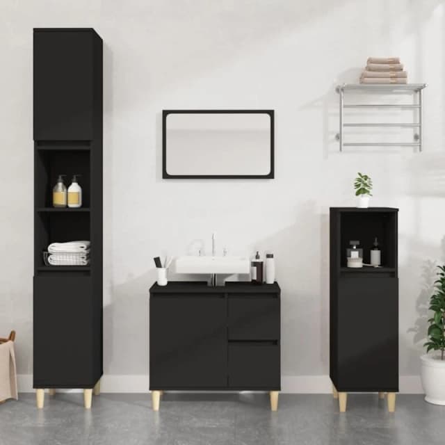 Vidaxl Bathroom Cabinet Black 65X33X60 Cm Engineered Wood